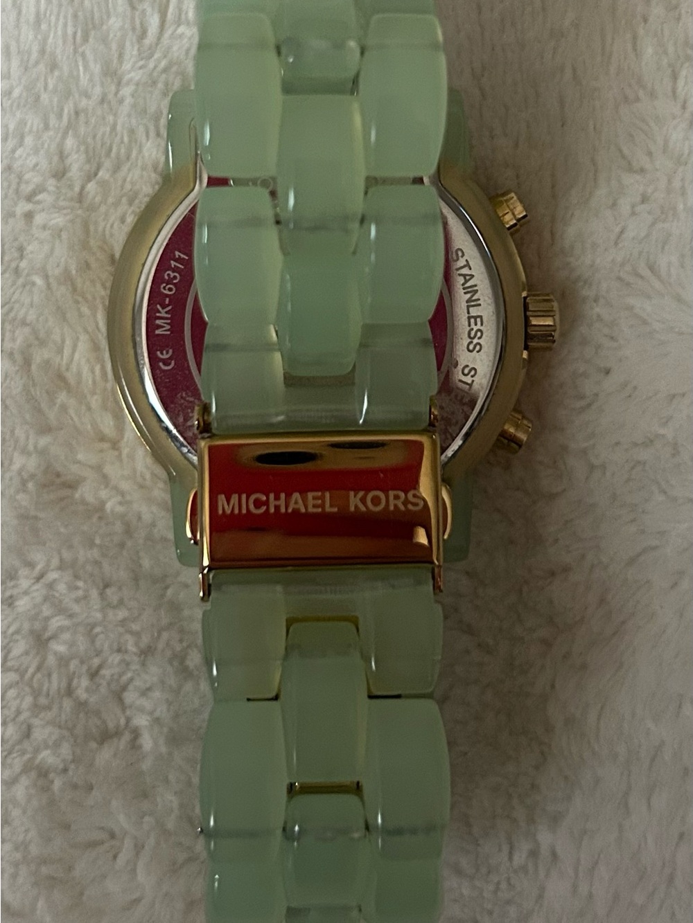 Michael Kors Mint Green Watch with Gold-Tone Bezel - Picture 2 of 2